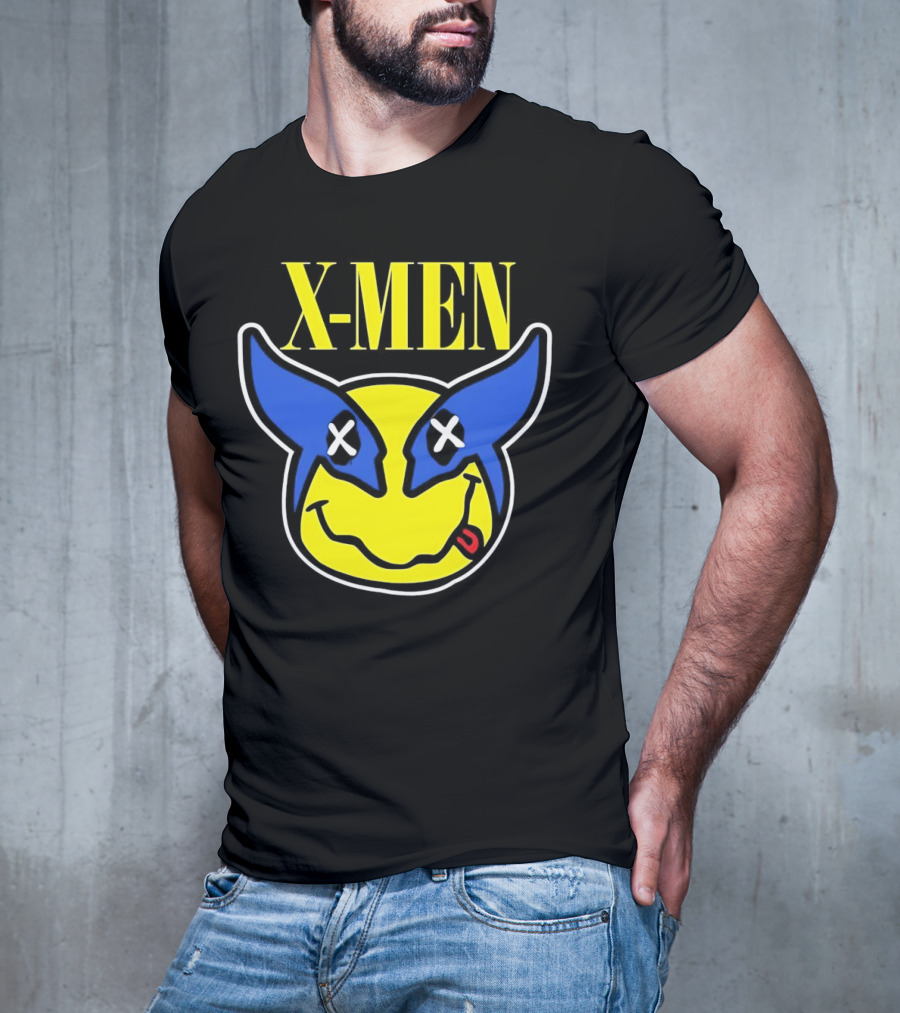 X-Men Wolverine Nirvana Smiley Face Crossover T-Shirt