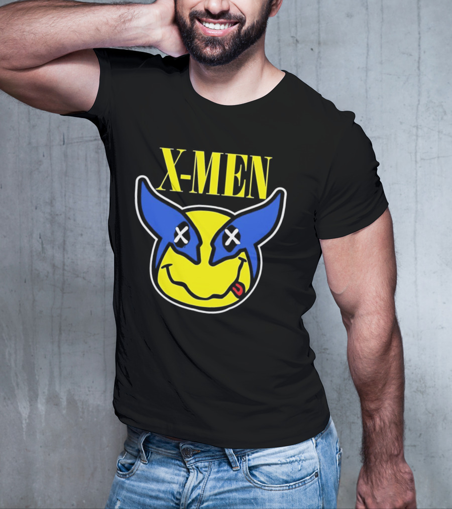 X-Men Wolverine Nirvana Smiley Face Crossover T-Shirt
