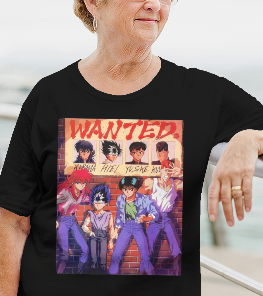 Yu Yu Hakusho 1992 Wanted Kurama Hiei Yusuke Kuwabara T-Shirt