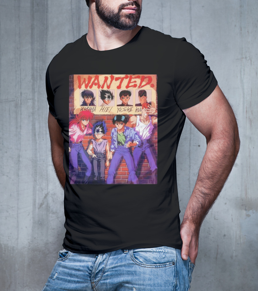 Yu Yu Hakusho 1992 Wanted Kurama Hiei Yusuke Kuwabara T-Shirt