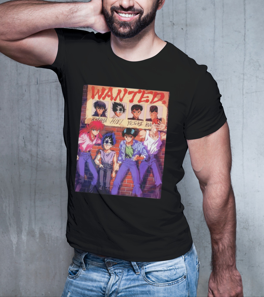 Yu Yu Hakusho 1992 Wanted Kurama Hiei Yusuke Kuwabara T-Shirt