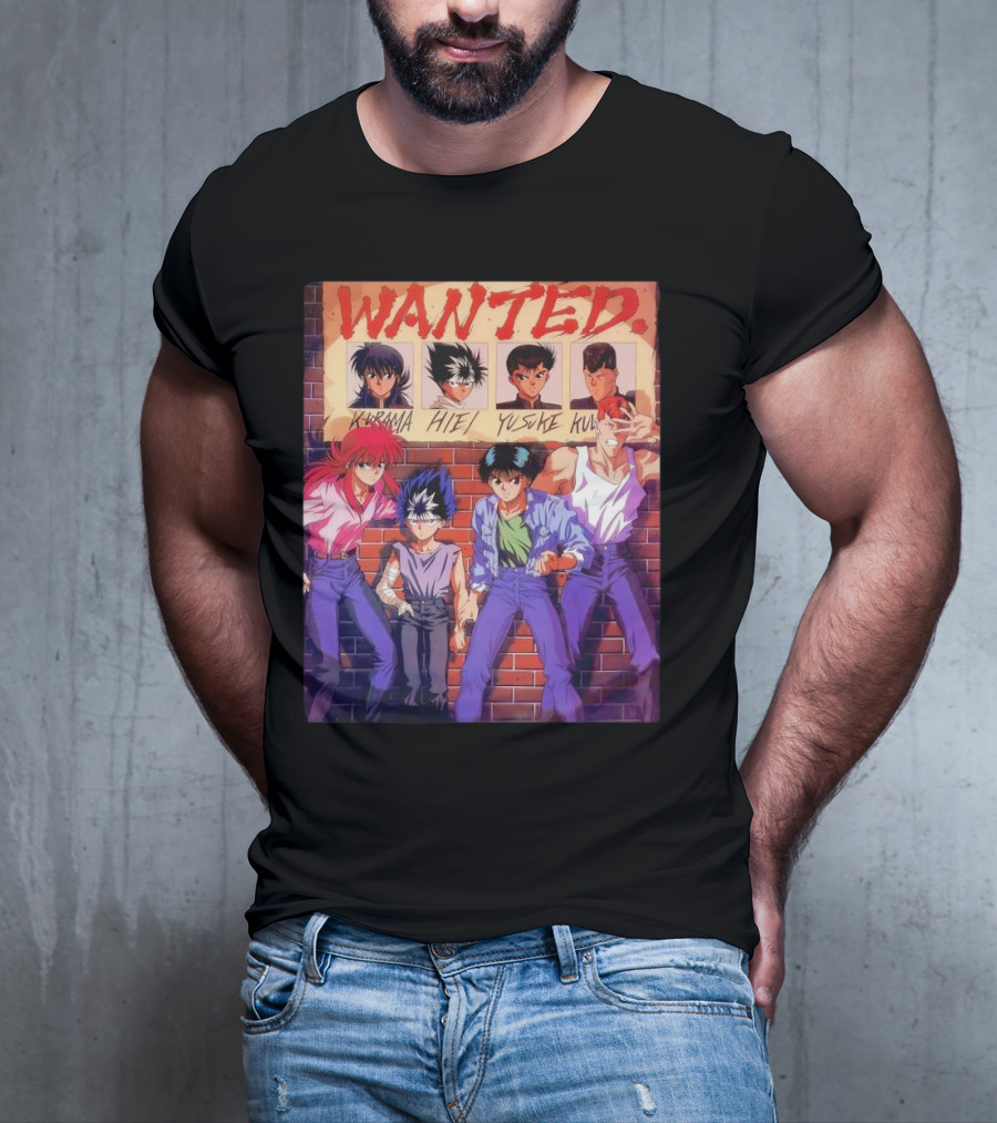 Yu Yu Hakusho 1992 Wanted Kurama Hiei Yusuke Kuwabara T-Shirt