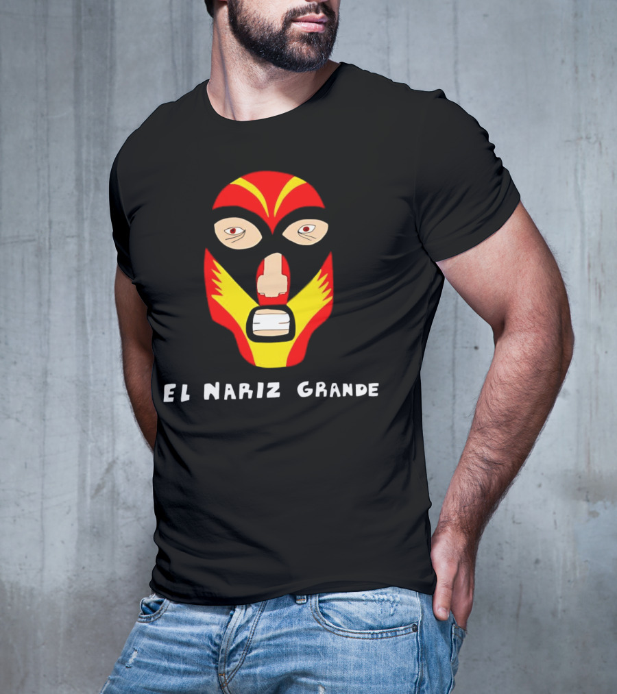 Ariel Helwani El Nariz Grande Mask Red Yellow Black T-Shirt