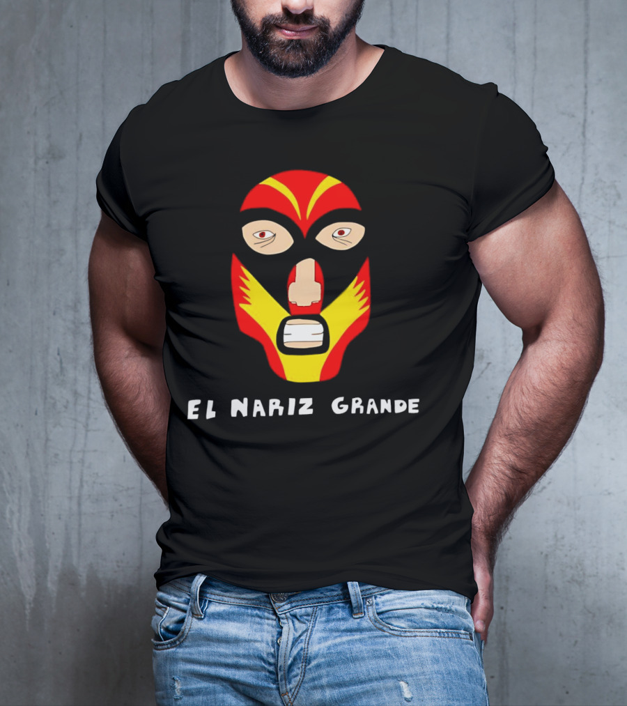 Ariel Helwani El Nariz Grande Mask Red Yellow Black T-Shirt