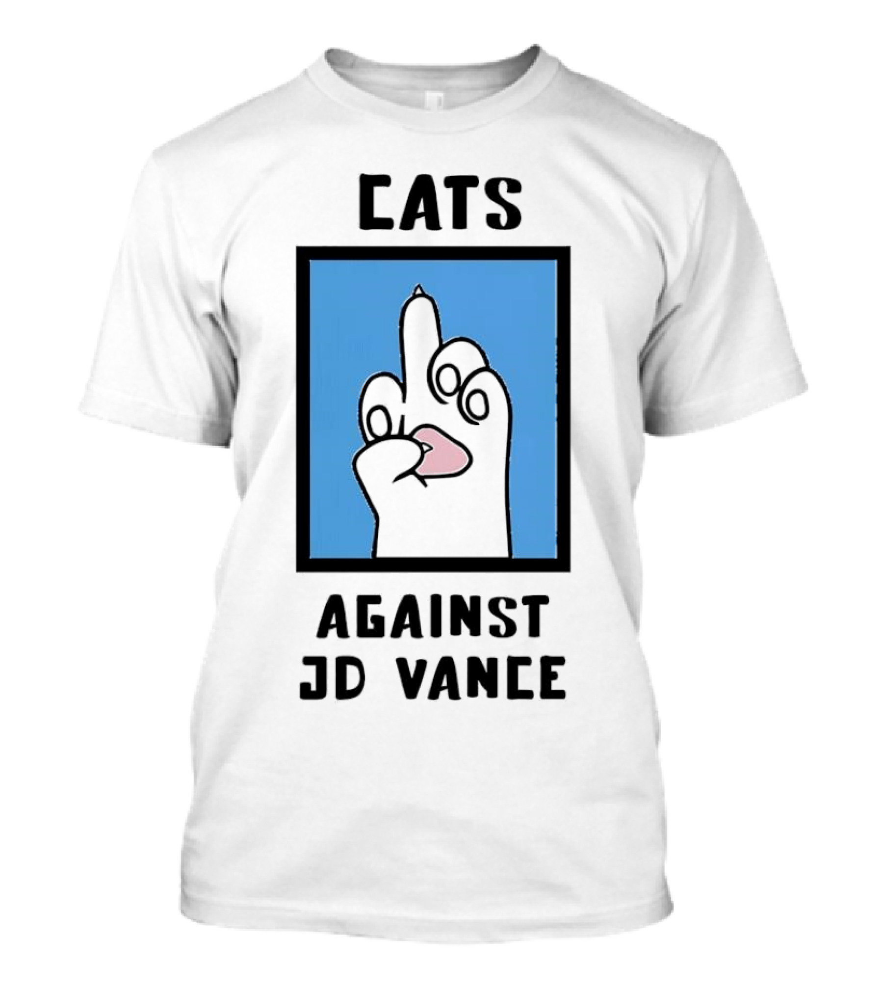 Cats Against JD Vance Middle Finger Paw Drawing T-Shirt