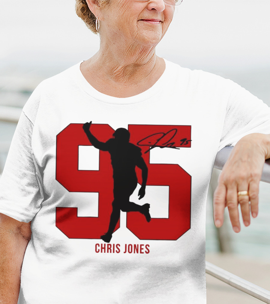 Chris Jones 95 Kansas City Chiefs Silo Signature Action Number T-Shirt