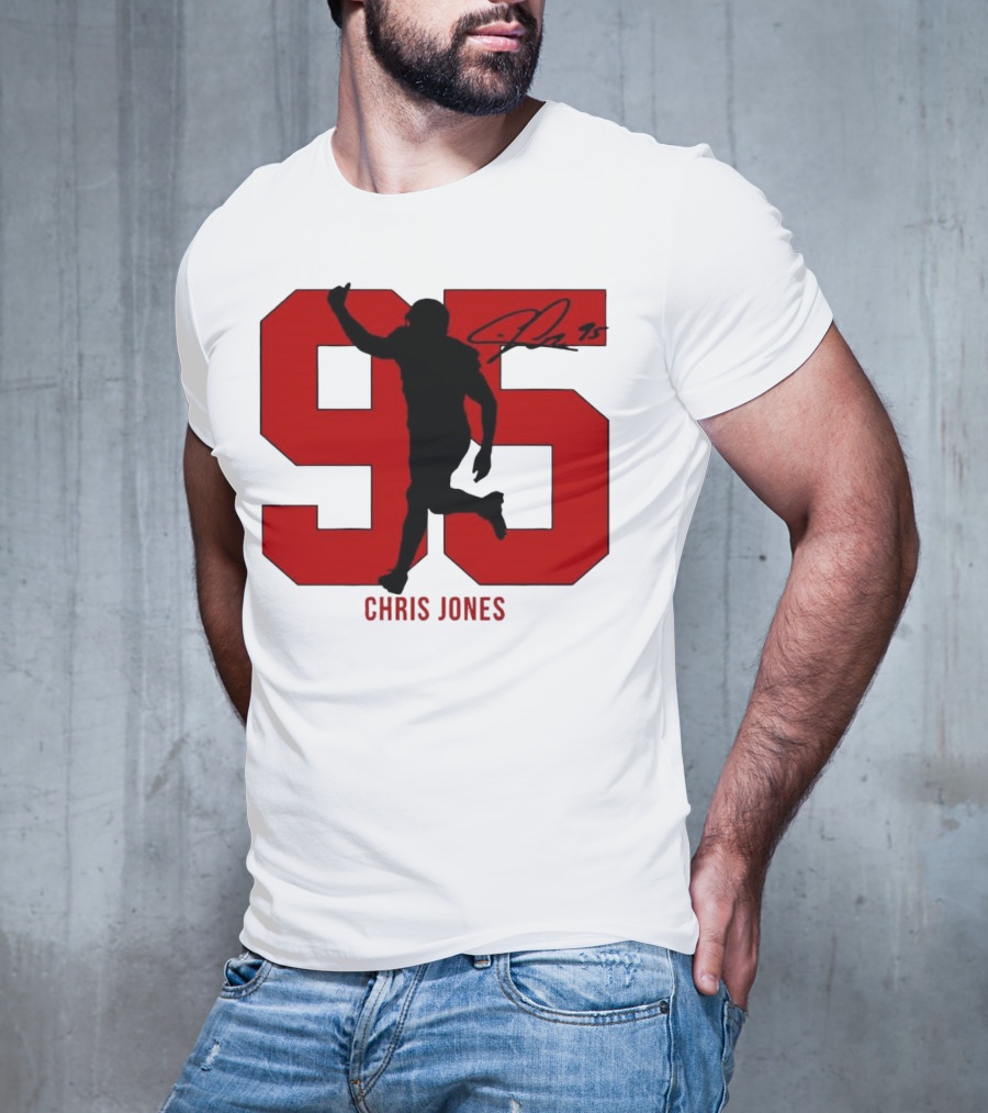 Chris Jones 95 Kansas City Chiefs Silo Signature Action Number T-Shirt