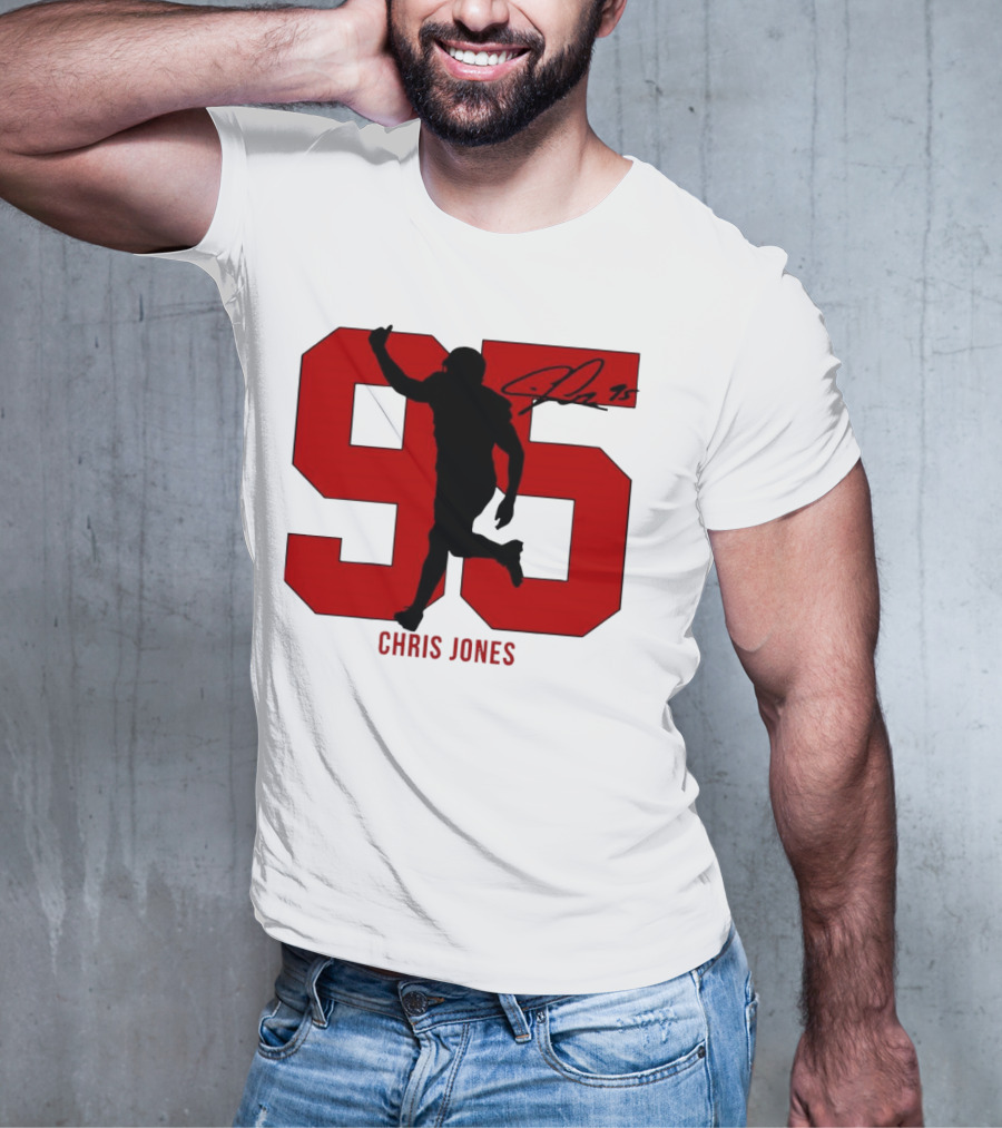 Chris Jones 95 Kansas City Chiefs Silo Signature Action Number T-Shirt