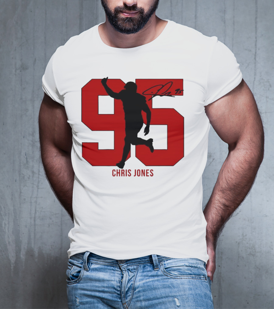 Chris Jones 95 Kansas City Chiefs Silo Signature Action Number T-Shirt