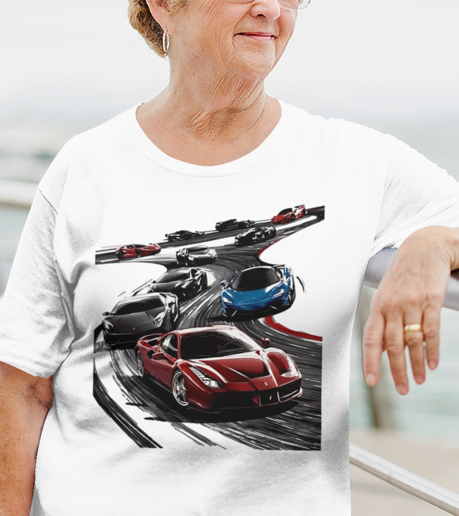 Furious Speed Race Cars Ferrari Lamborghini McLaren Track Racing T-Shirt