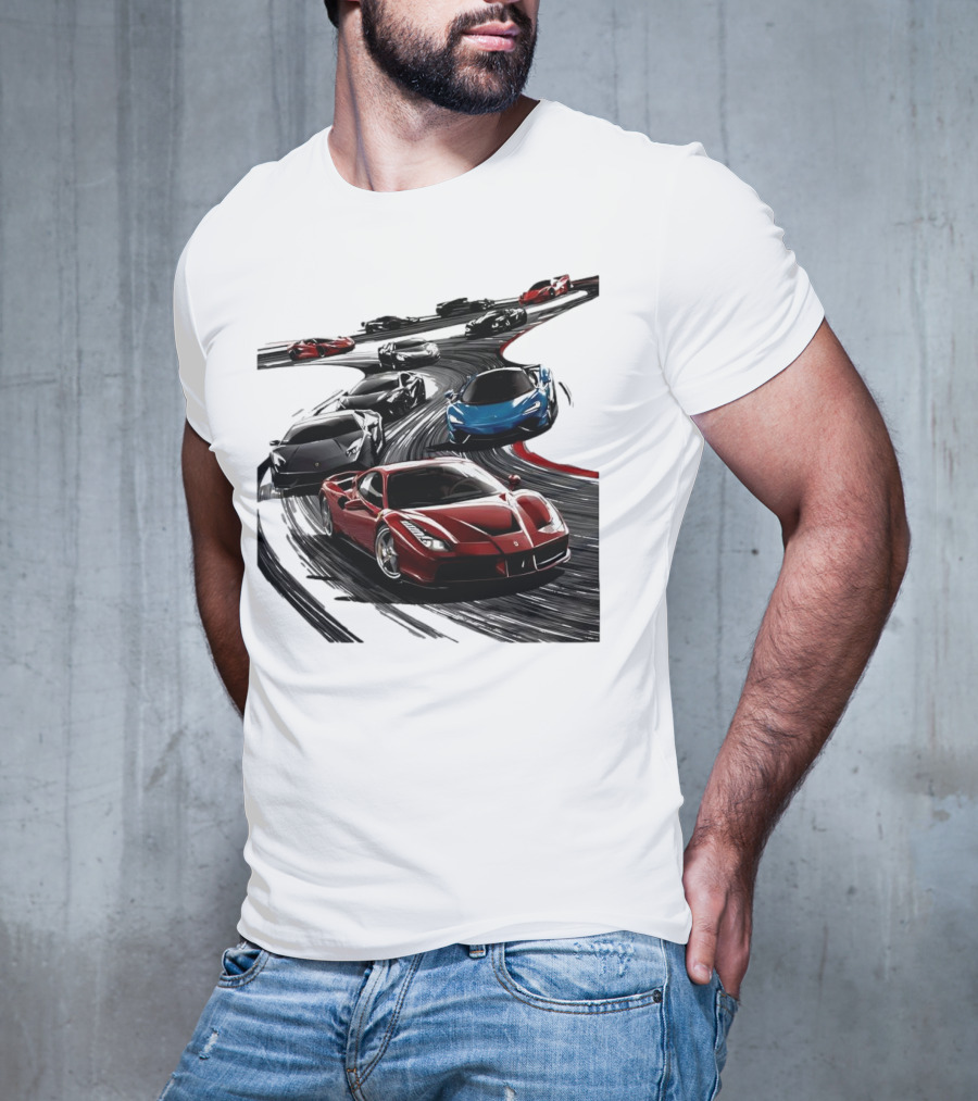 Furious Speed Race Cars Ferrari Lamborghini McLaren Track Racing T-Shirt