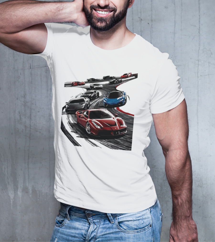 Furious Speed Race Cars Ferrari Lamborghini McLaren Track Racing T-Shirt