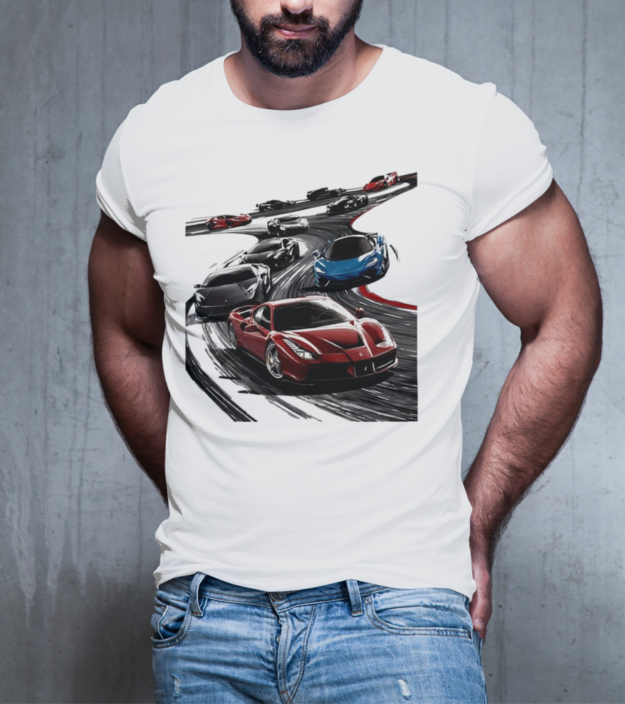 Furious Speed Race Cars Ferrari Lamborghini McLaren Track Racing T-Shirt