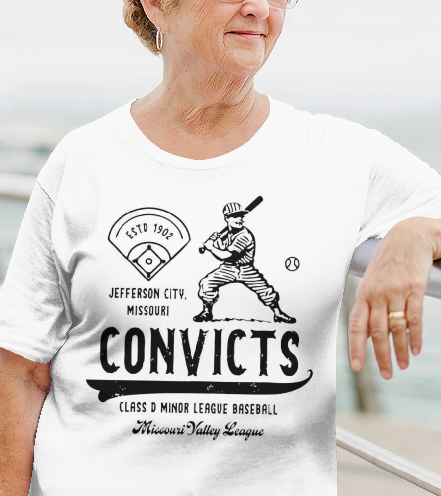 Jefferson City Convicts Missouri Valley League Baseball Estd 1902 T-Shirt