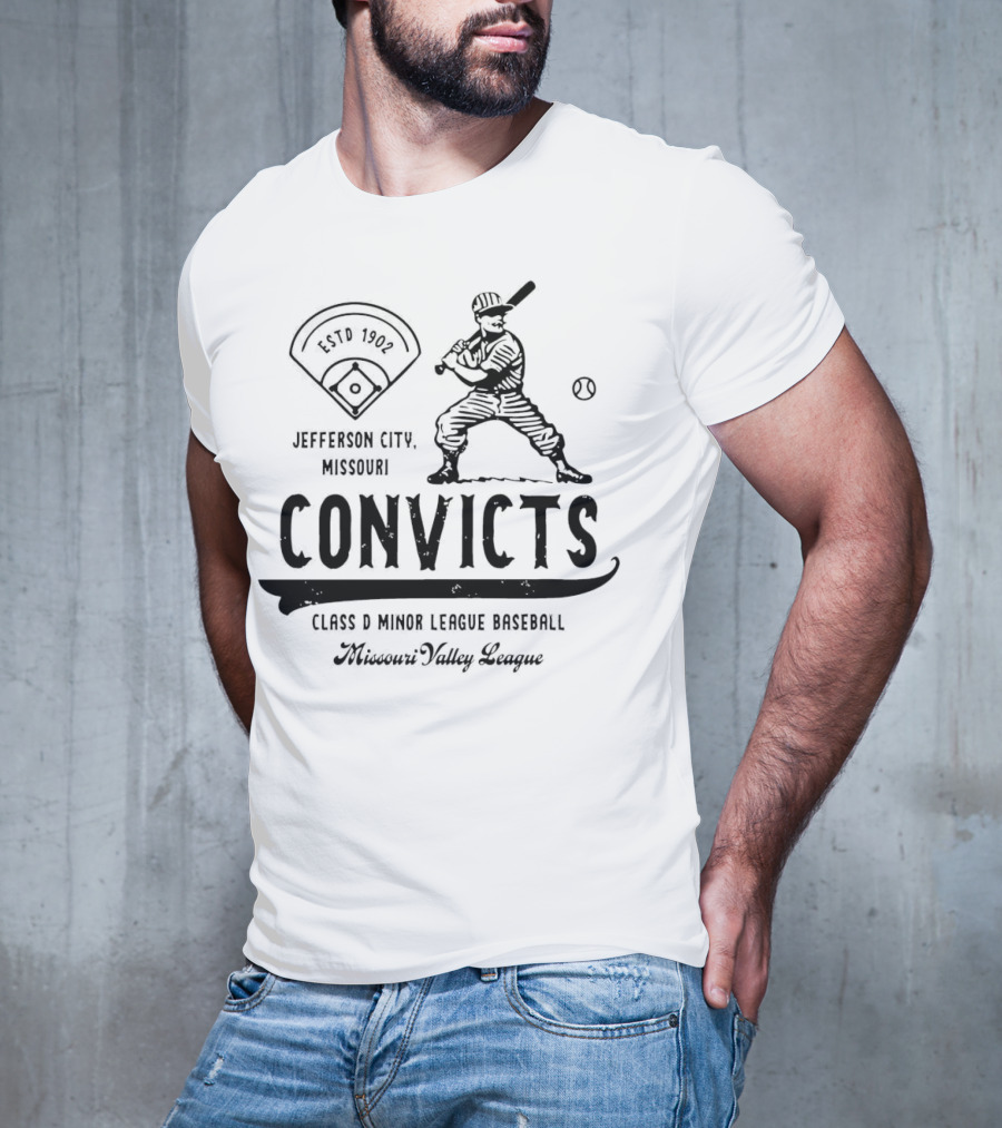 Jefferson City Convicts Missouri Valley League Baseball Estd 1902 T-Shirt