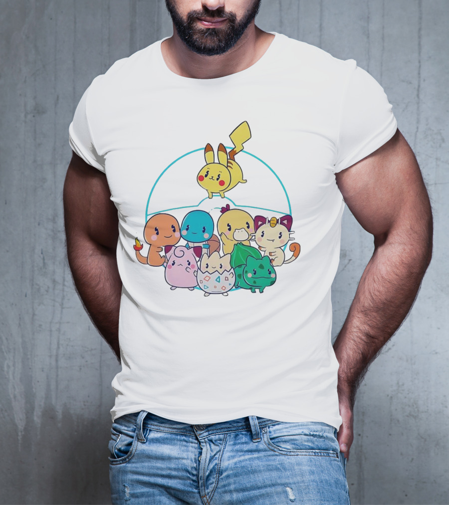 Kawaii Pokes Pikachu Bulbasaur Charmander Squirtle Cuties T-Shirt