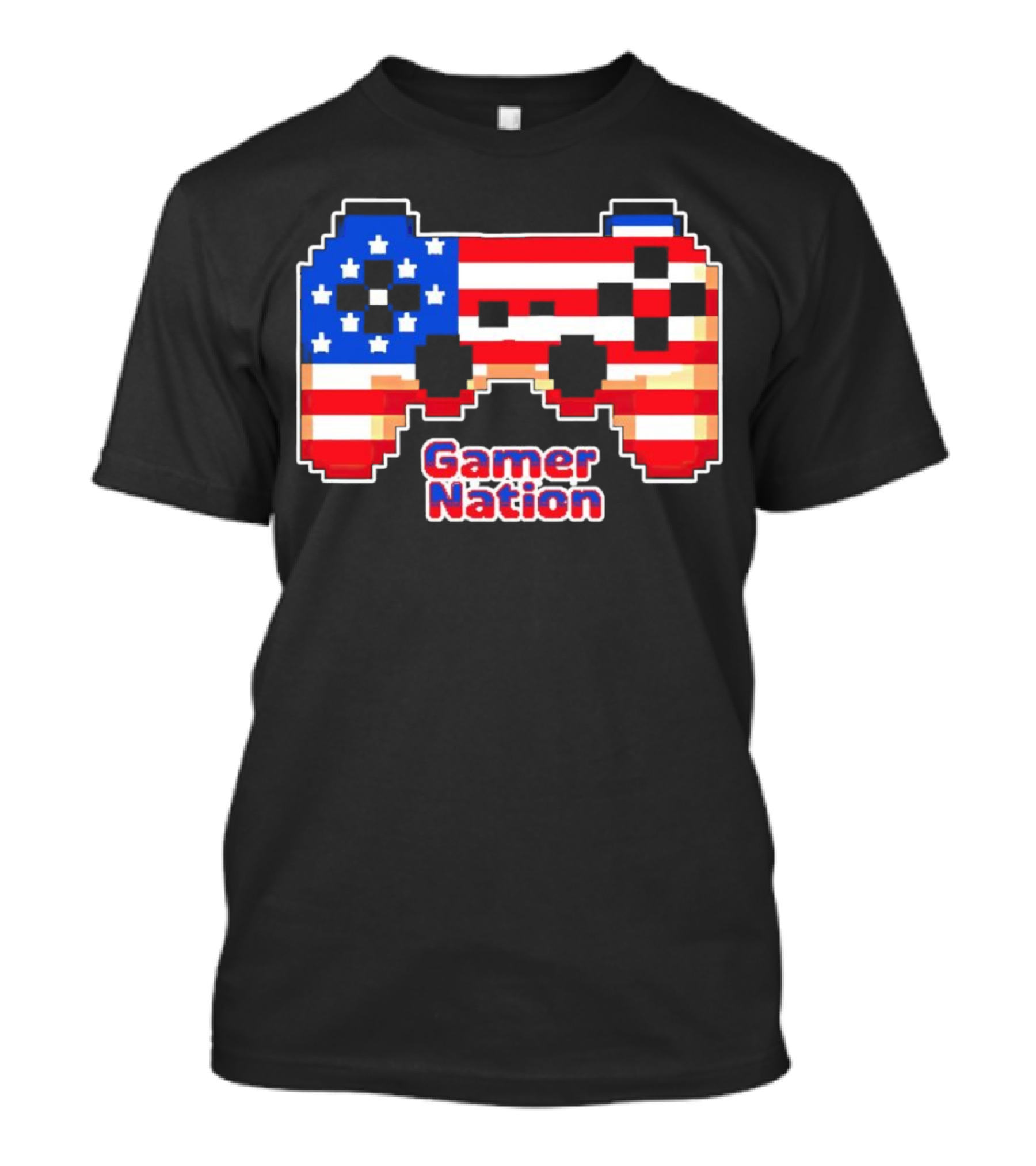American Flag Pixel Art Gamer Nation Controller T-Shirt