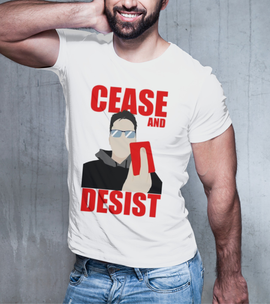 CEASE AND DESIST Red Card Warning T-Shirt