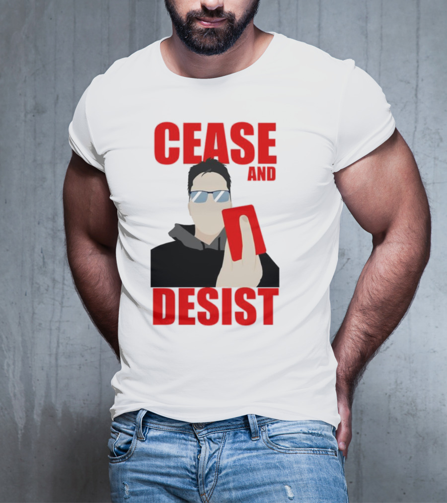 CEASE AND DESIST Red Card Warning T-Shirt