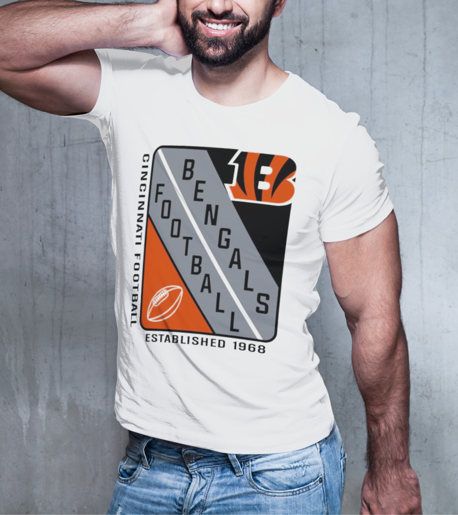 Cincinnati Bengals Football Shield Established 1968 Football Bengals Cincinnati Football T-Shirt