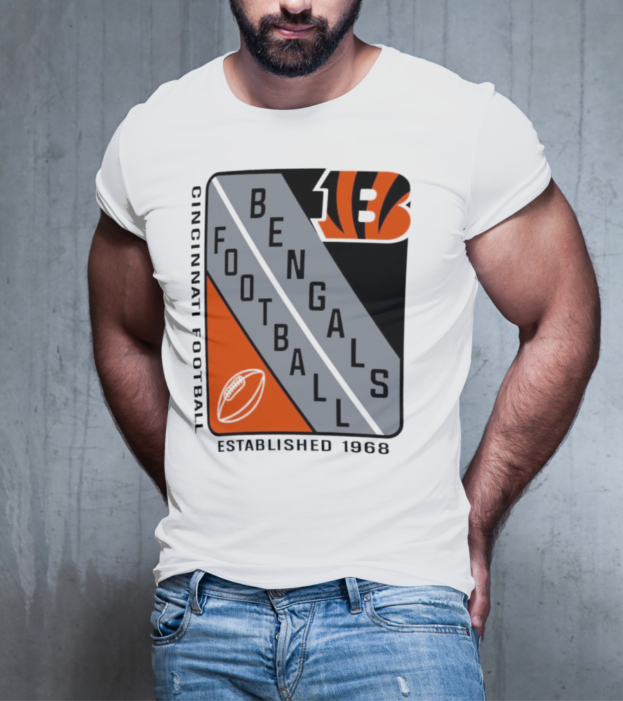 Cincinnati Bengals Football Shield Established 1968 Football Bengals Cincinnati Football T-Shirt