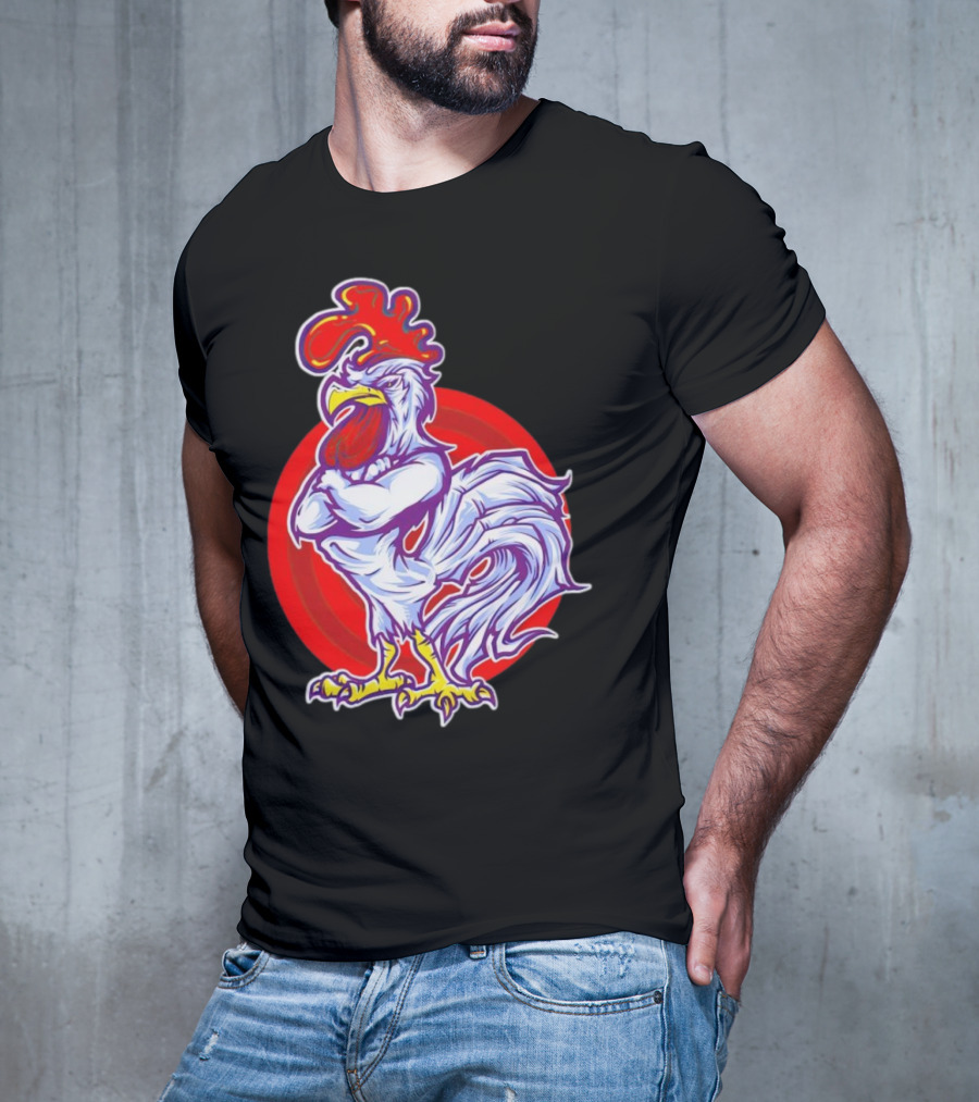 Cookei Chicken Muscle Rooster T-Shirt