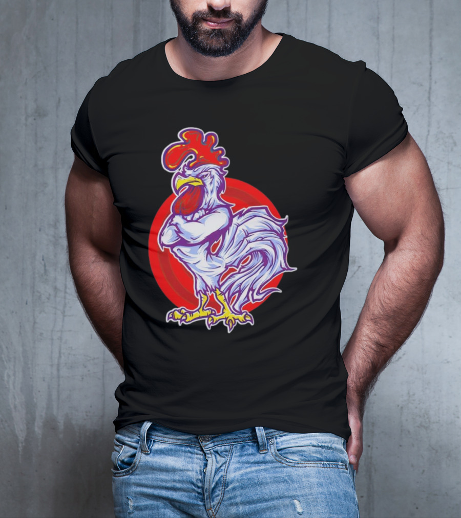 Cookei Chicken Muscle Rooster T-Shirt