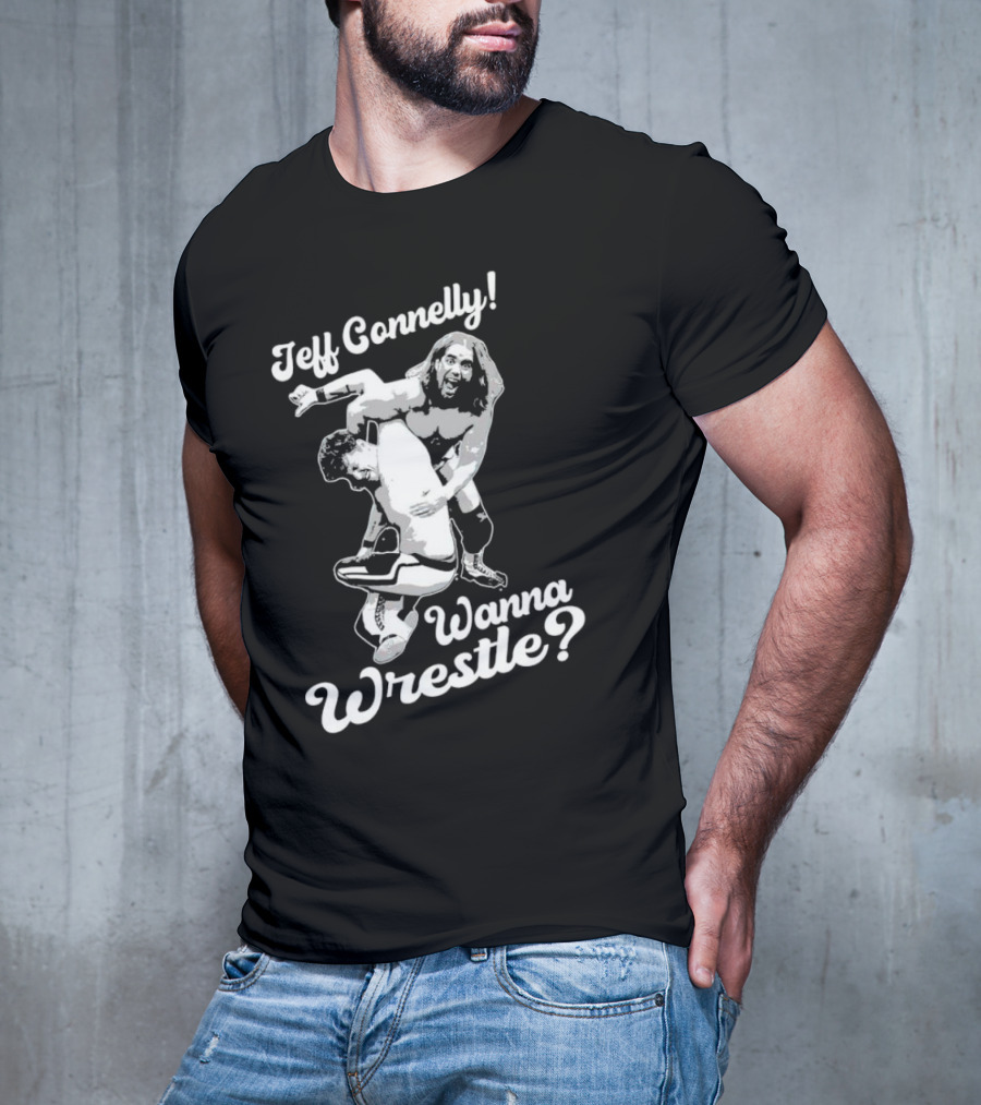 Jeff Connelly Ready To Rumble Wanna Wrestle Bold Wrestling Challenge T-Shirt