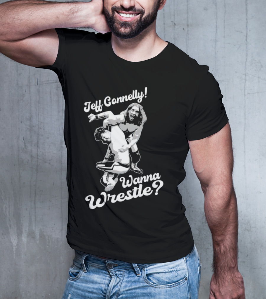 Jeff Connelly Ready To Rumble Wanna Wrestle Bold Wrestling Challenge T-Shirt
