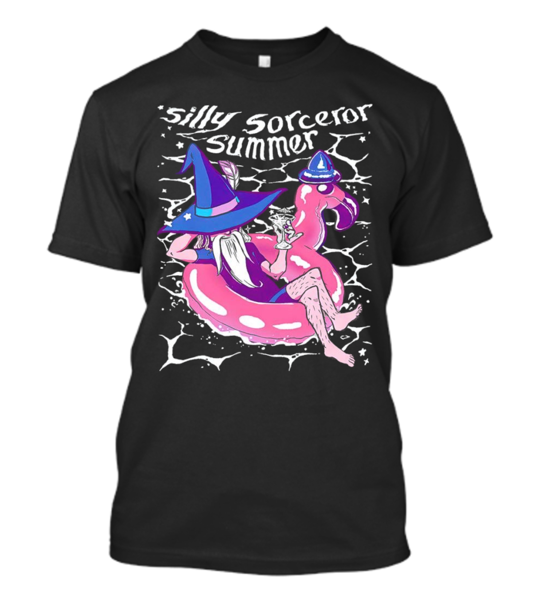 Silly Sorceror Summer Wizard In Flamingo Float With Sweet Tea T-Shirt