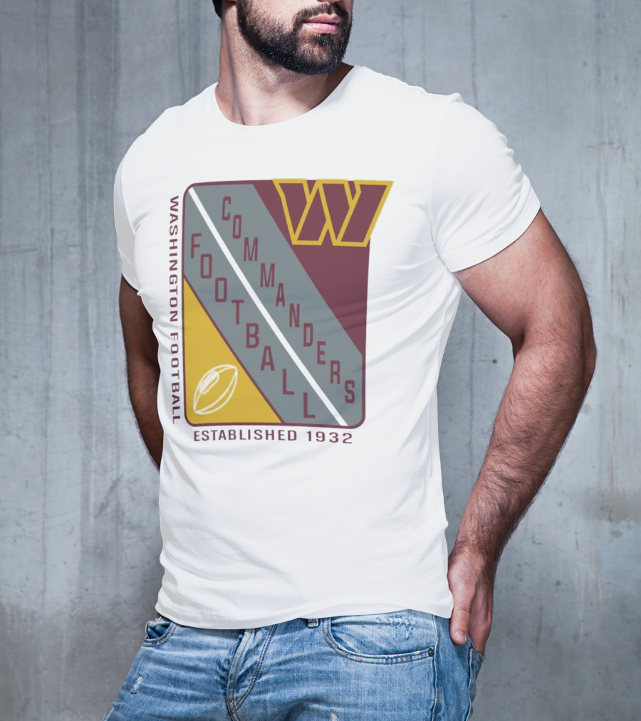 Washington Football Commanders Shield Football Established 1932 T-Shirt