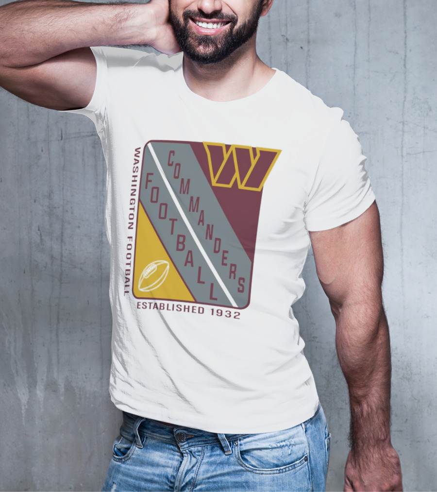 Washington Football Commanders Shield Football Established 1932 T-Shirt