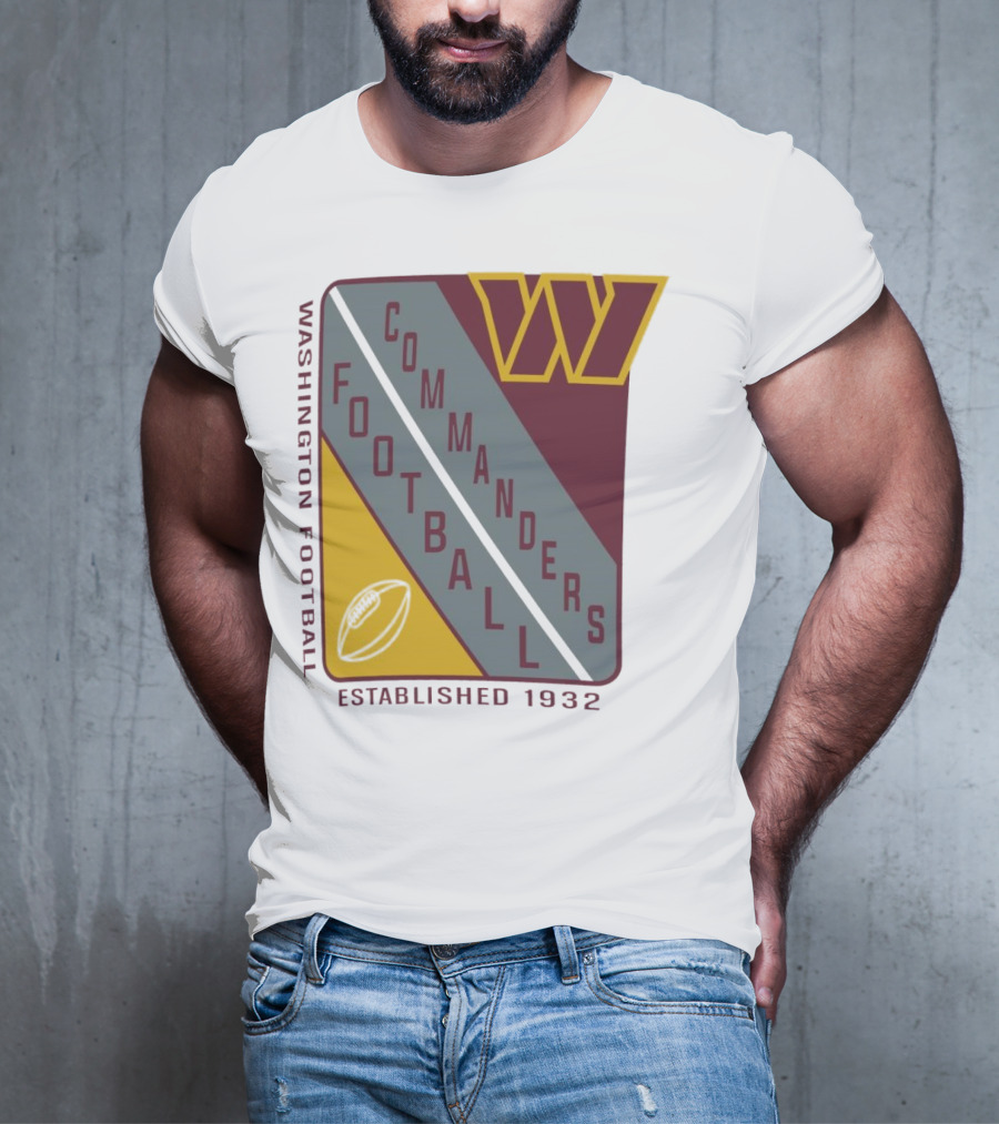 Washington Football Commanders Shield Football Established 1932 T-Shirt