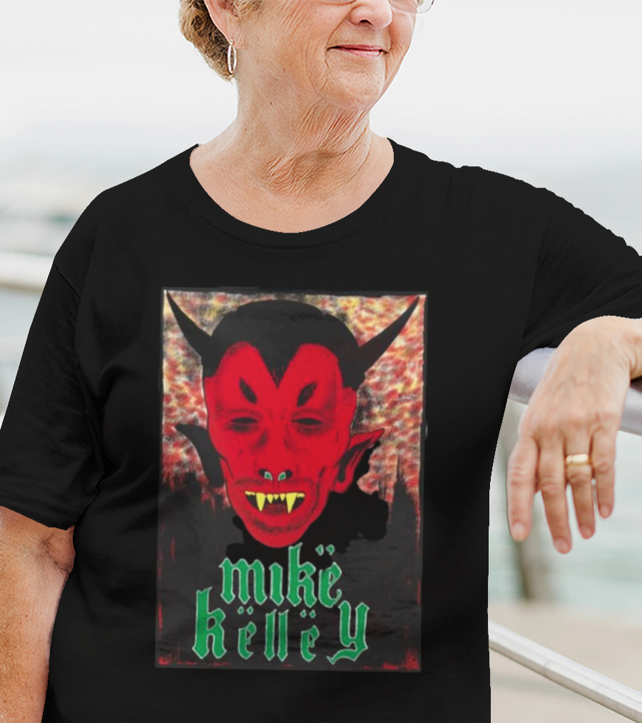 Mike Kelley Satan's Nostrils Devil Face Red With Green Gothic Text T-Shirt