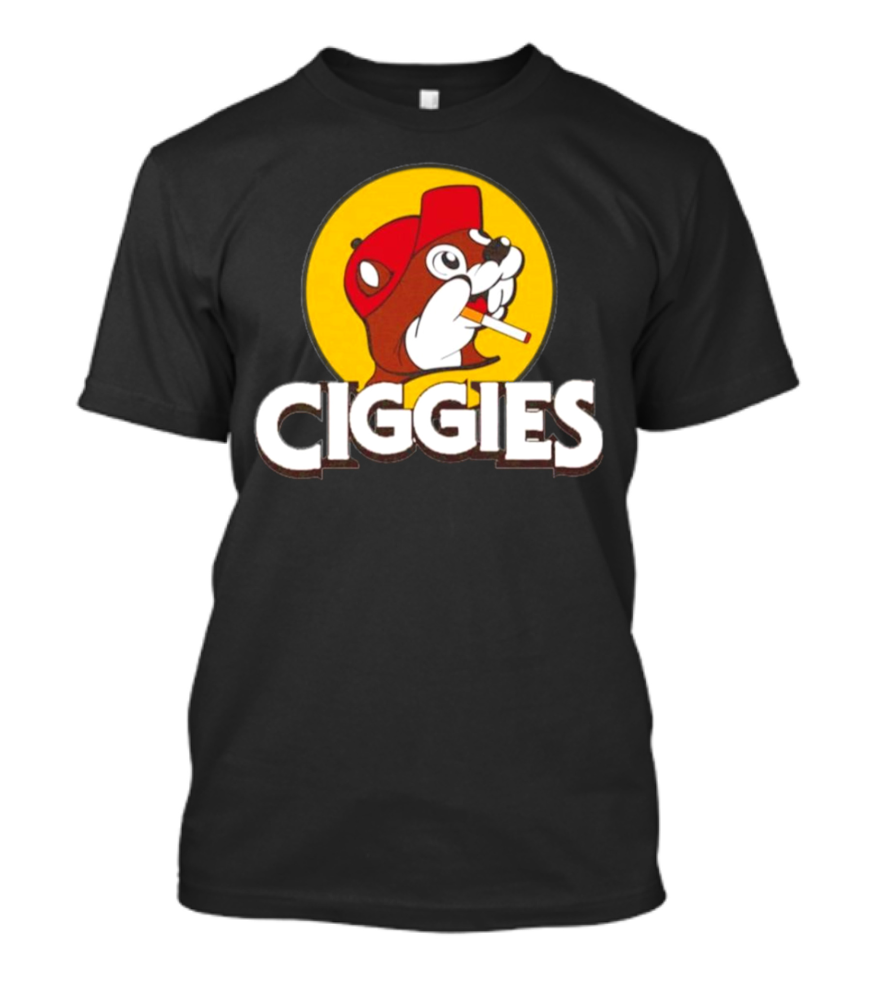 Ciggies Beanie Cap Cartoon Rodent Smoking T-Shirt