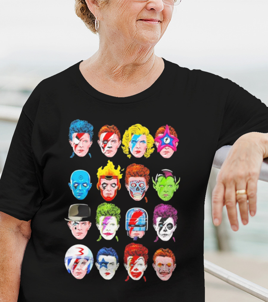 Ziggy Stardust Aladdin Sane Cartoon Pop Art Floating Heads T-Shirt