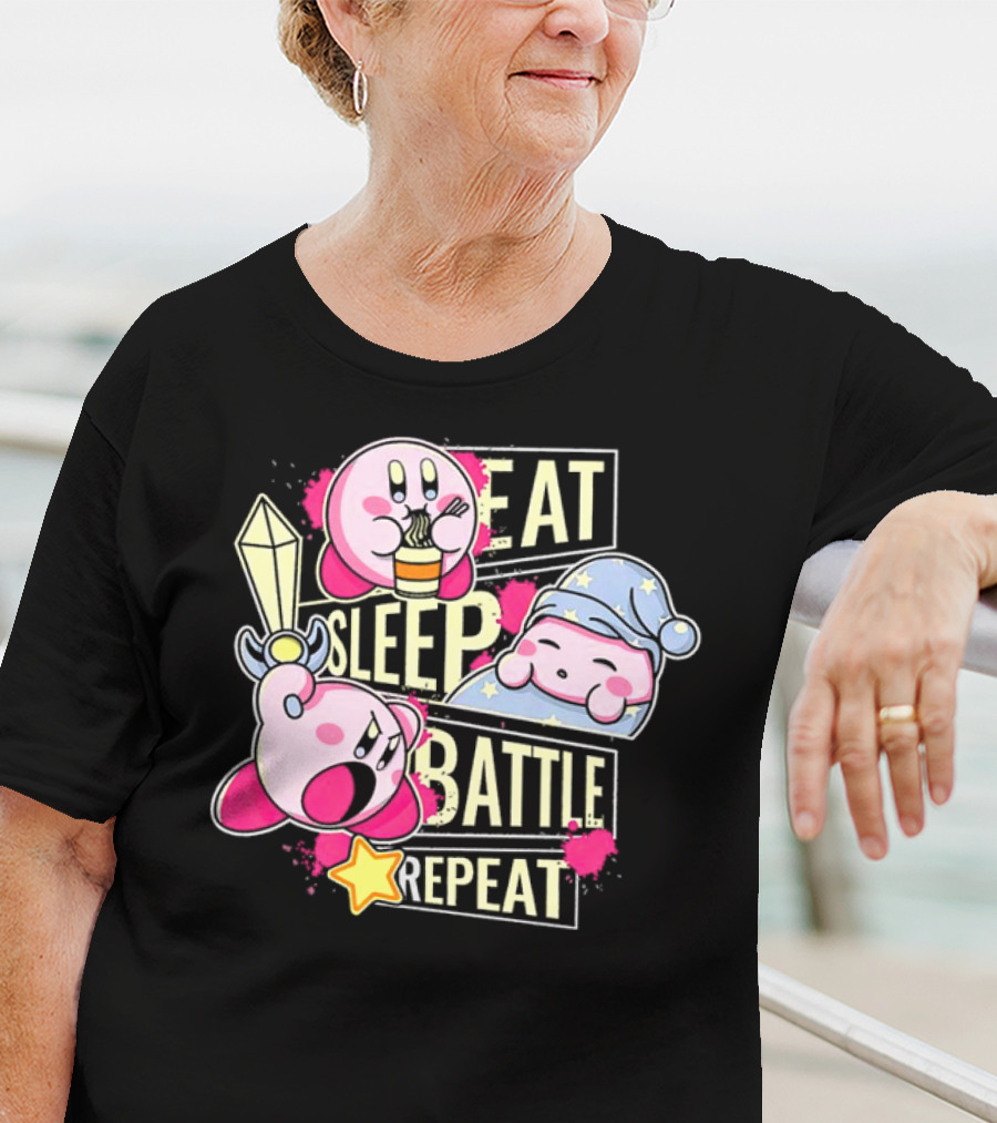 Kirby Eat Sleep Battle Repeat Game Life T-Shirt