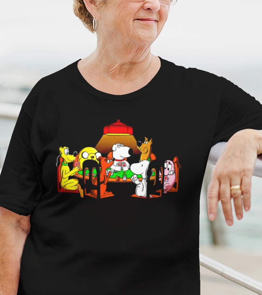 Snoopy And Dog Friends Poker Night Iconic Cartoon Characters T-Shirt
