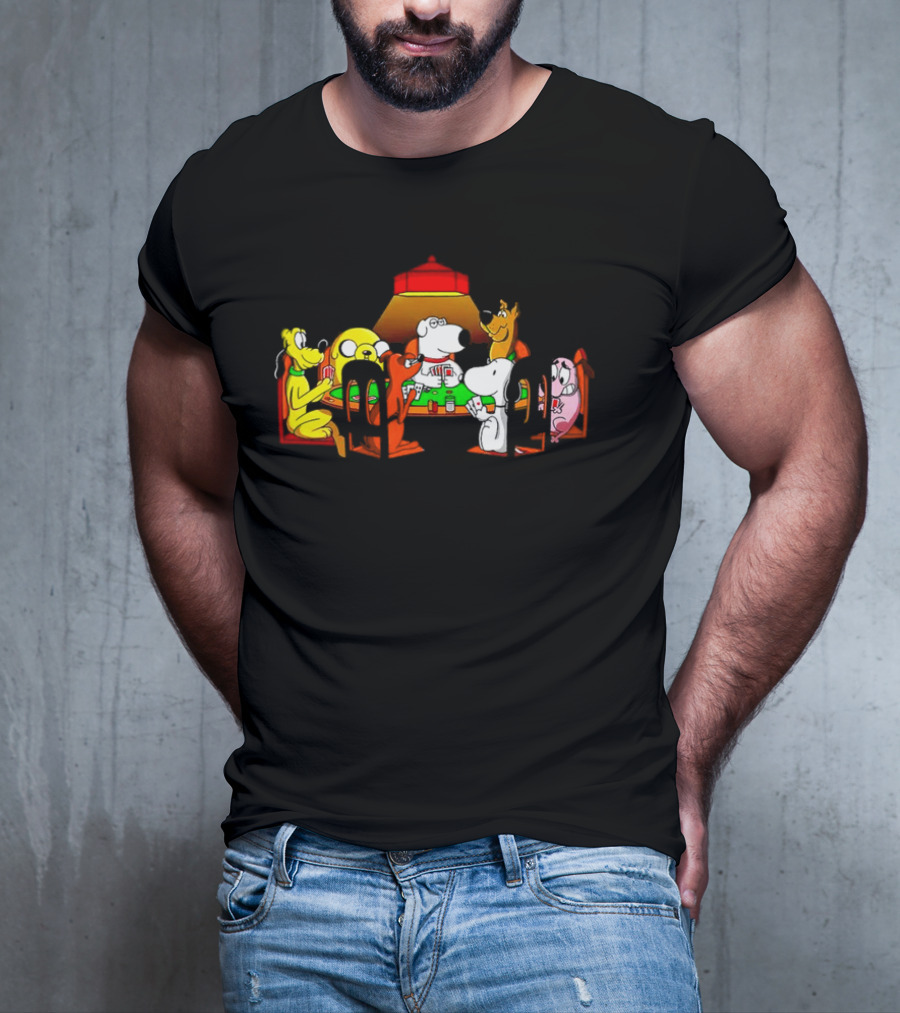 Snoopy And Dog Friends Poker Night Iconic Cartoon Characters T-Shirt
