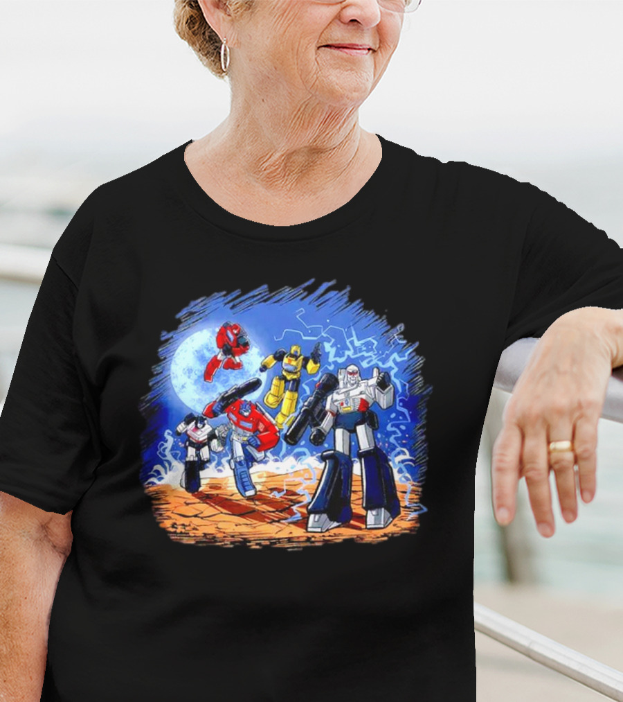 Transformers Bots Cartoon Battle Scene T-Shirt