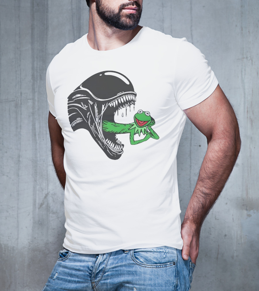 Alien Kermit Xenomorph Mashup Funny T-Shirt