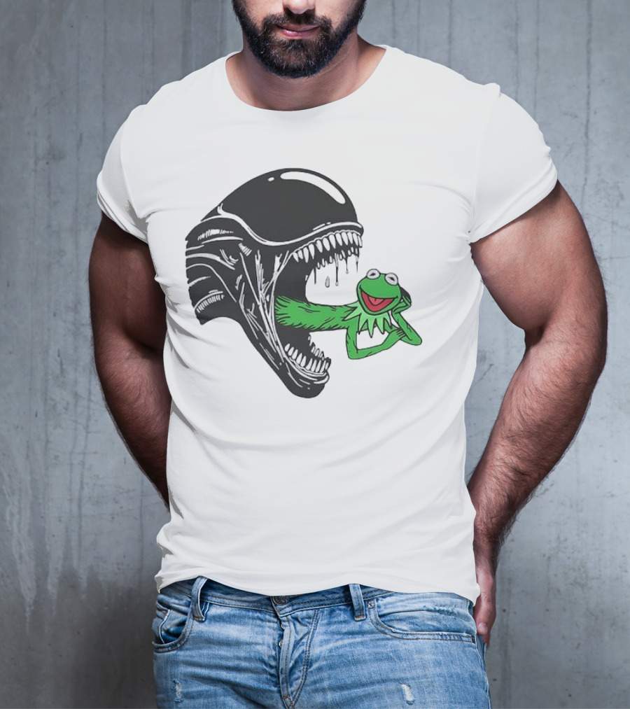 Alien Kermit Xenomorph Mashup Funny T-Shirt