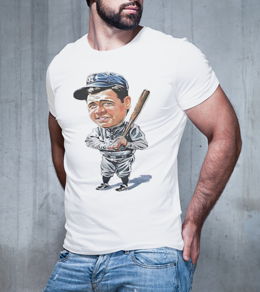 Babe Ruth NY Baseball Retro Caricature T-Shirt