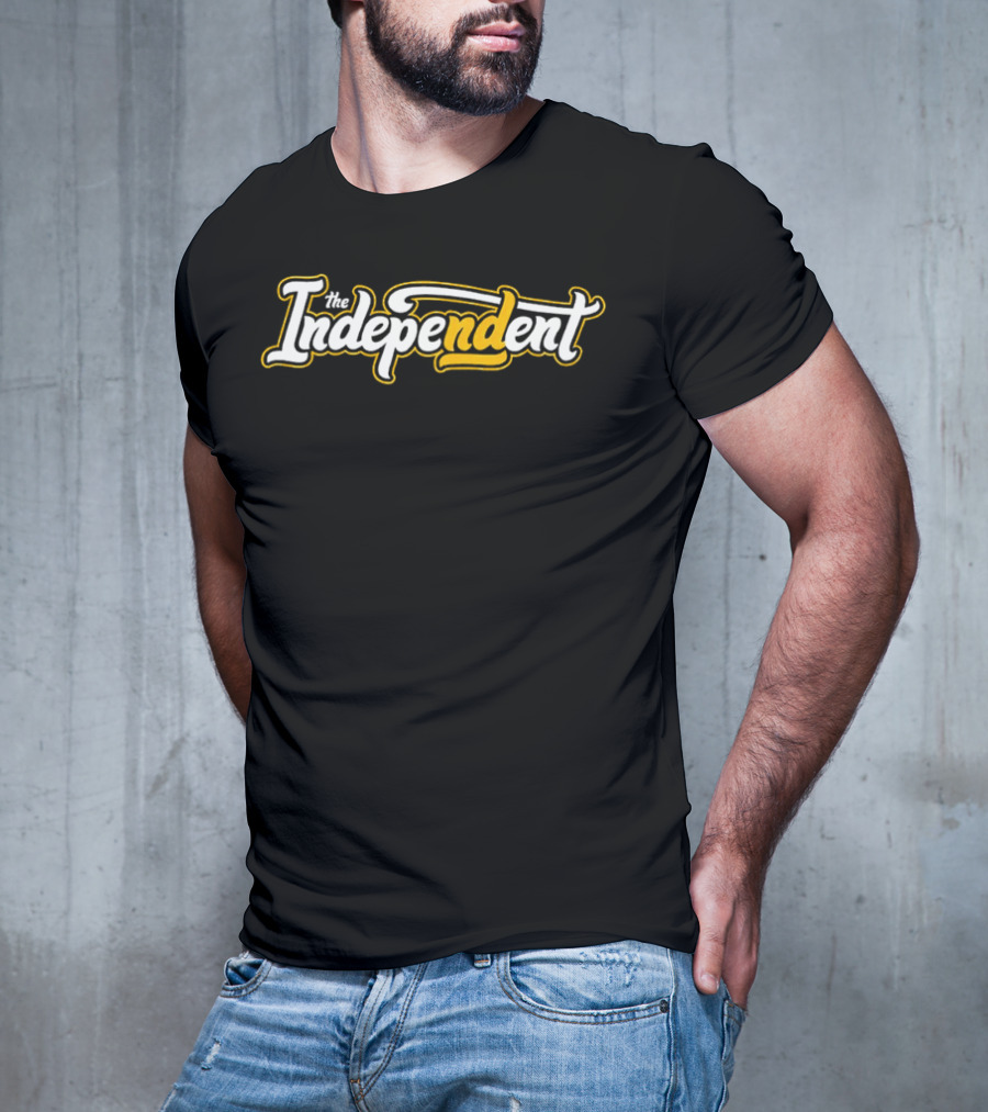 The Independent Podcast Bold Yellow And White Script T-Shirt