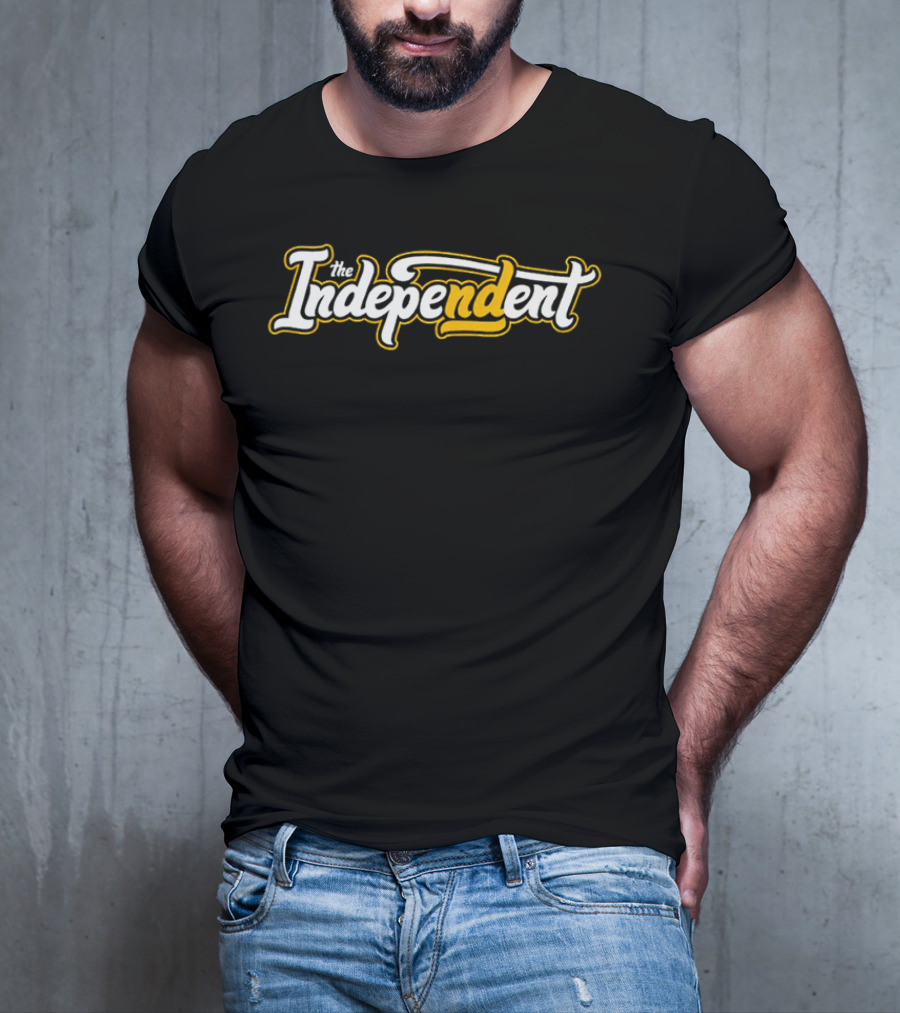 The Independent Podcast Bold Yellow And White Script T-Shirt