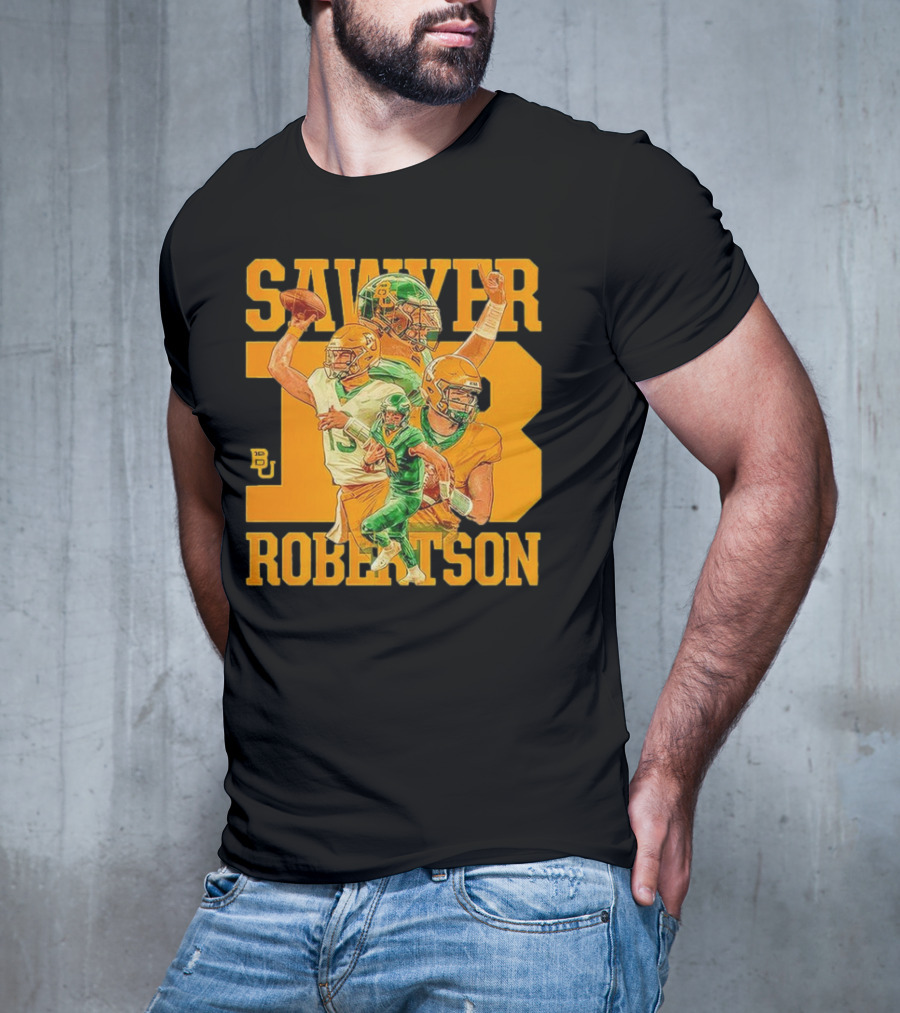 Baylor Bears Sawyer Robertson 13 Football Quarterback BU T-Shirt