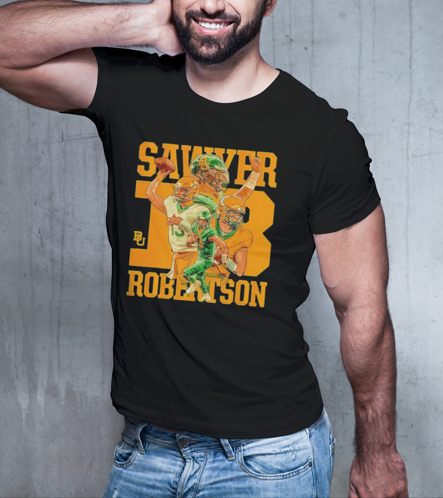 Baylor Bears Sawyer Robertson 13 Football Quarterback BU T-Shirt