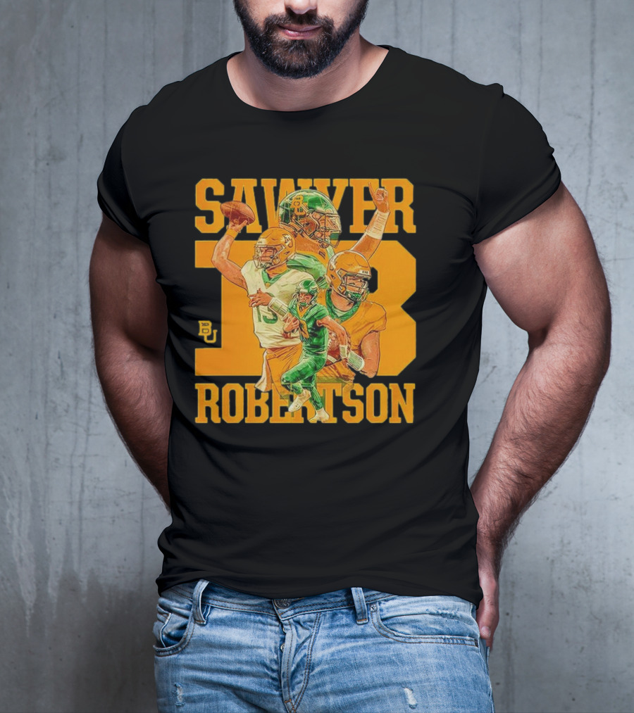 Baylor Bears Sawyer Robertson 13 Football Quarterback BU T-Shirt