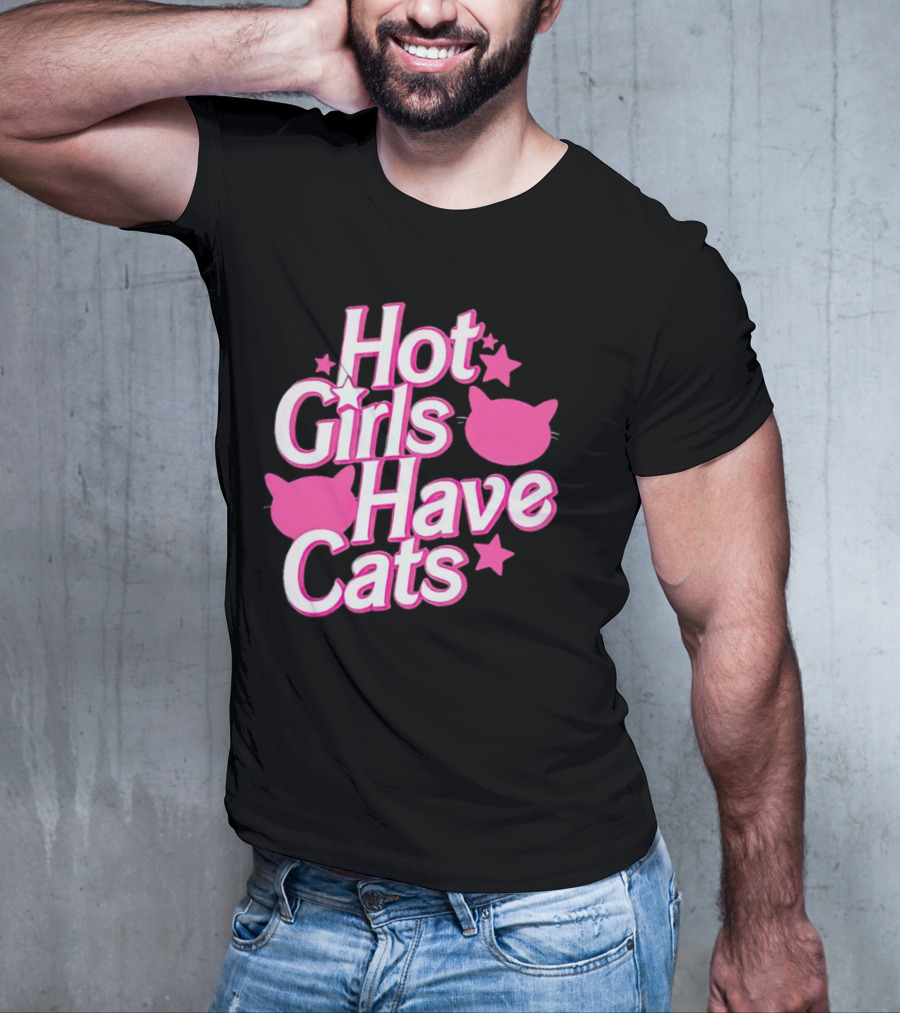Hot Girls Have Cats Barbie Cats And Stars T-Shirt