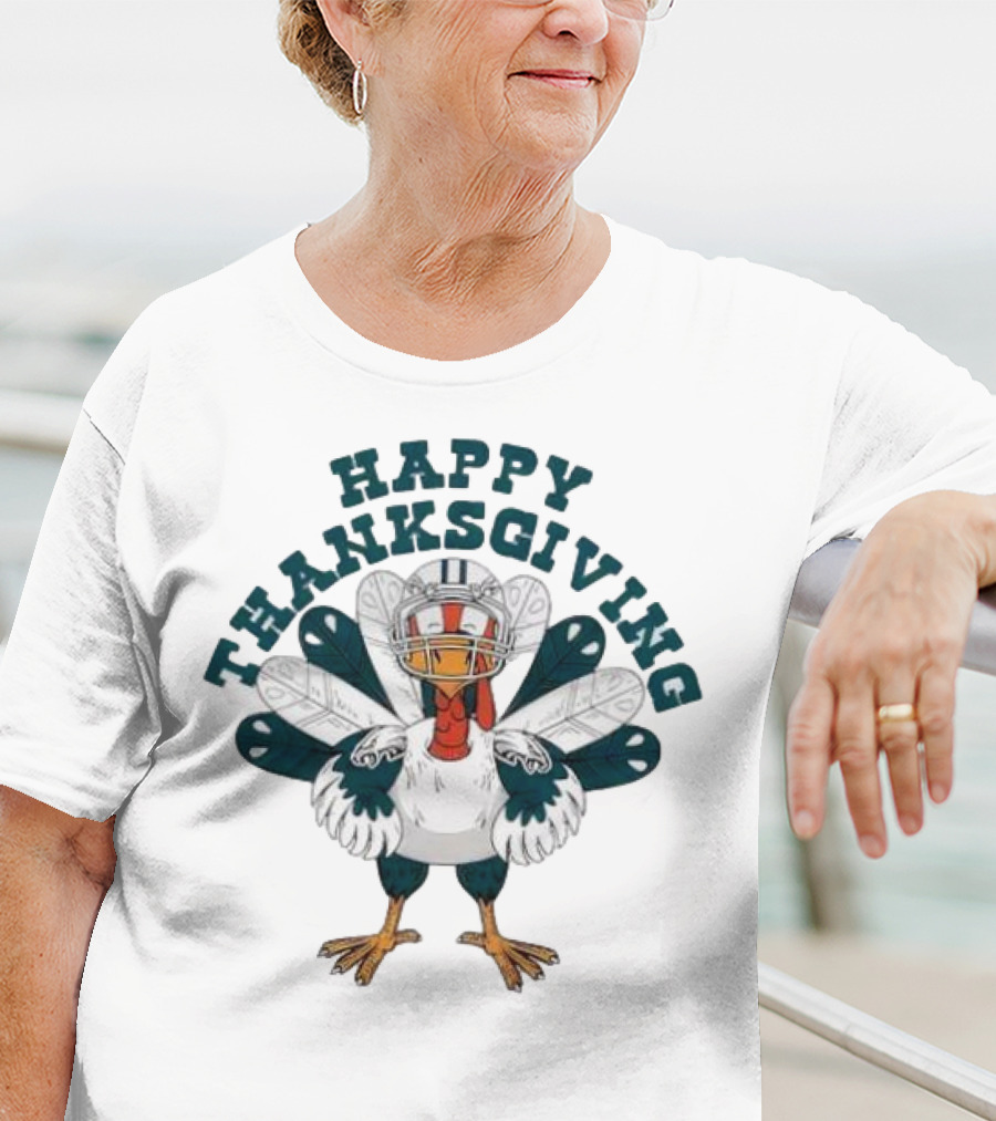 Philadelphia Eagles Turkey Happy Thanksgiving Football T-Shirt